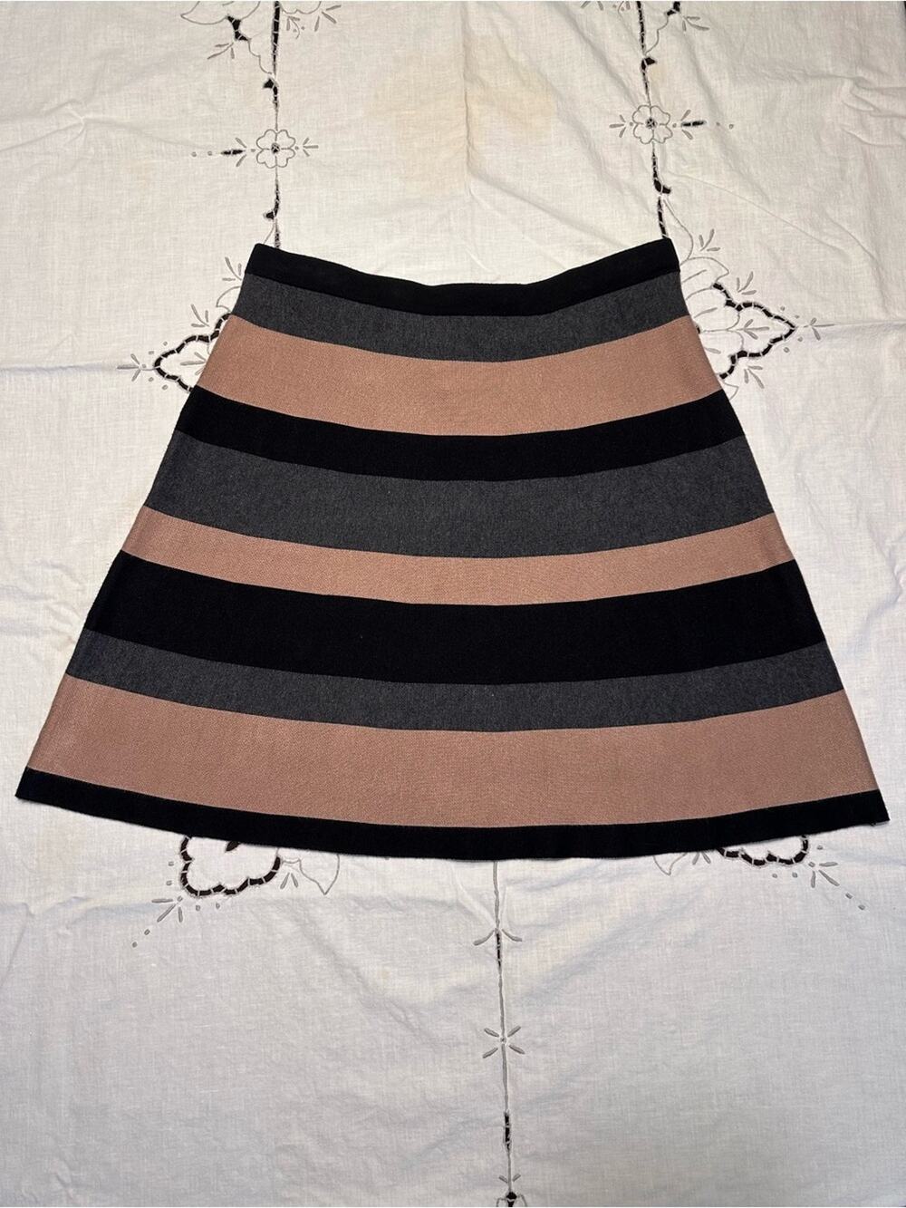 Knit Striped A-Line Skirt Officewear Elevated Basics Light Academia
